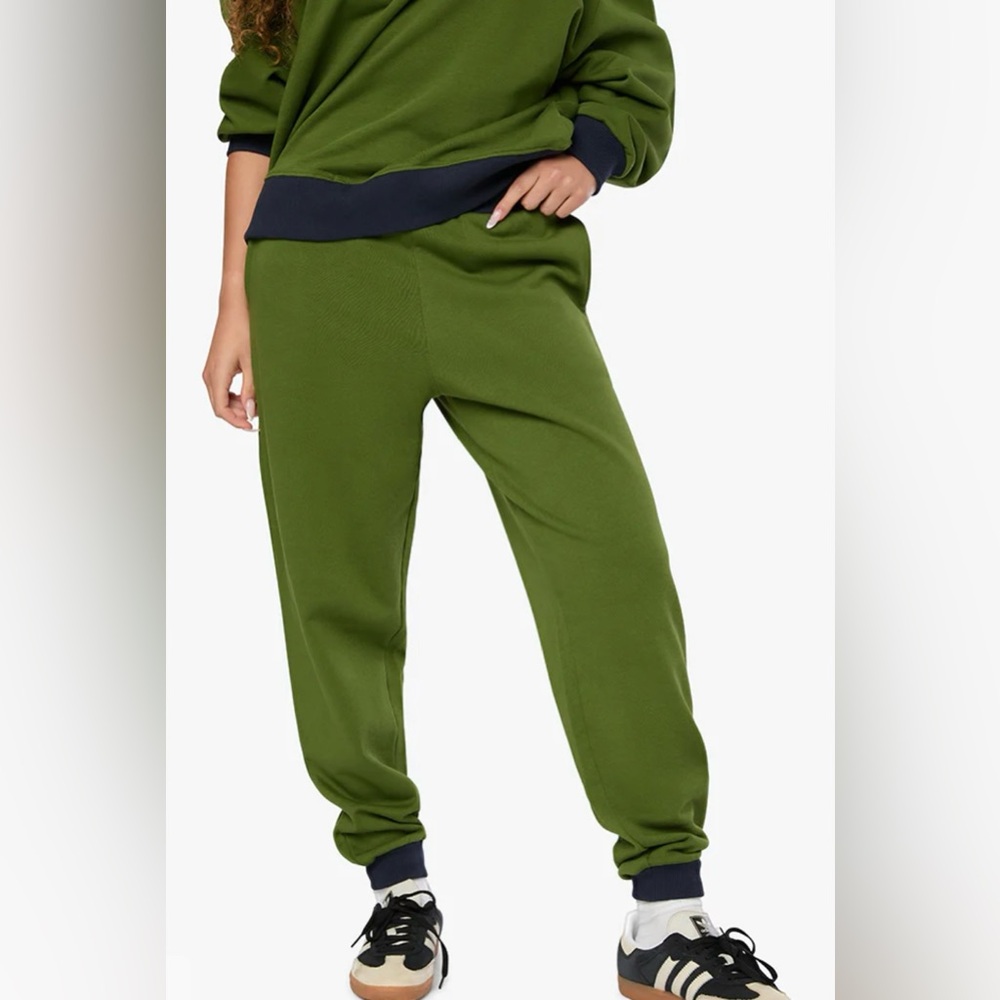 WeWoreWhat Slim Leg Colorblocked Hunter Green/Navy Loungewear Jogger Large